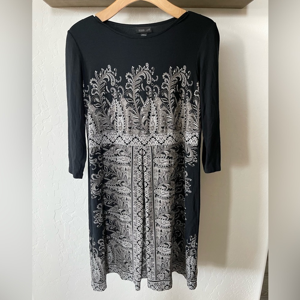 J. Jill| Black boho long sleeve jersey knit SOFT dress•••Wearever collection!